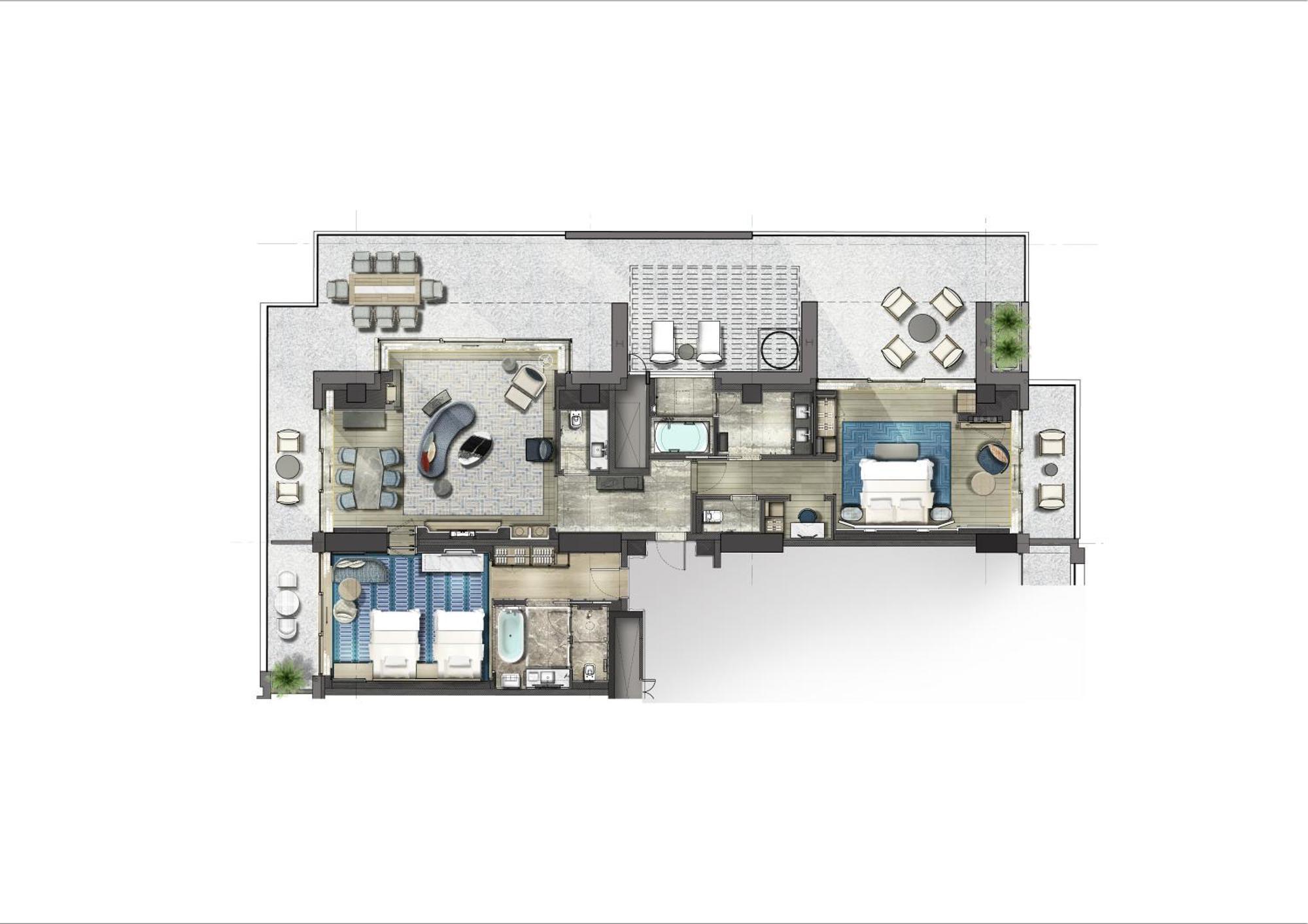 City Of Dreams Mediterranean - Integrated Resort, Casino & Entertainment Лимасол Номер фото Floorplan of a typical apartment